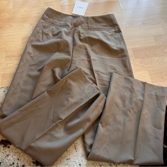 GOEN.J NWT Tan Wool Blend Straight Leg Trousers Side Buttons Size 6 - Picture 7 of 8